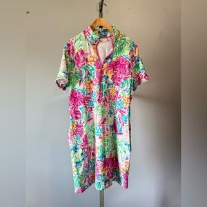 Belle by Kim Gravel Court to Resort Zip Up Sport Dress Size: L Color:Palm Beach